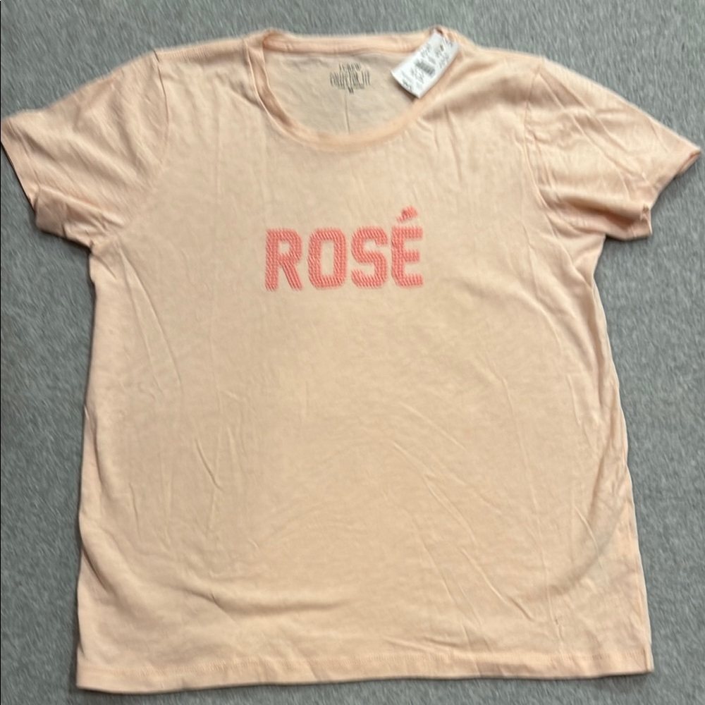 JCREW Peach 'Rosé' Graphic T-Shirt-Size M- NWT